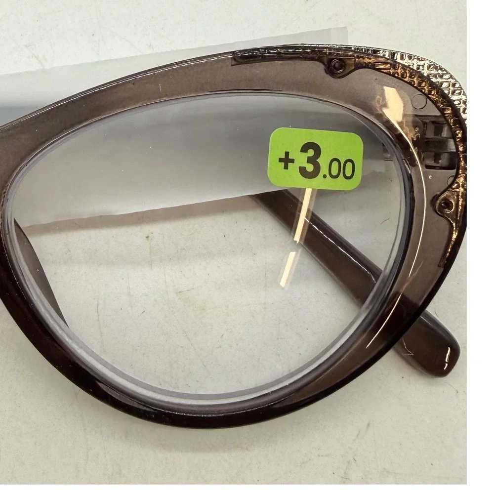 3 Pack Oversized Cat Eye Reading Glasses +3.00 Strength Rhinestone Accents 8812